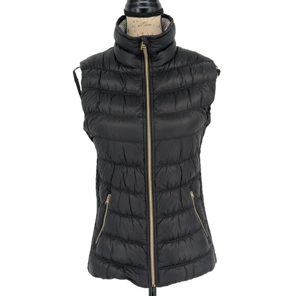 CALVIN KLEIN PERFORMANCE Puffer Vest SMALL Black Down Filled Black Front Zip - Picture 1 of 12